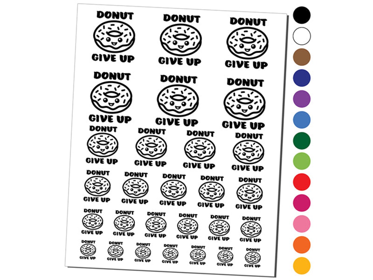 Donut Do Not Give Up Teacher School Recognition Temporary Tattoo Water Resistant Fake Body Art Set Collection